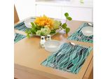 Tovagliette Abakuhaus Seafoam, Motivo Vetro Colorato Con Linee Ondulate E Composizione Geometrica Astratta A Mosaico, Tiscjdeco In Tessuto Resistente Al Lavaggio Per La Sala Da Pranzo E La Cucina, Multicolore