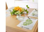 Abakuhaus Tovagliette Con Fiori Verdi, Motivo Floreale A Cuore, Elementi Estivi Ispirati A San Valentino, Decorazioni Per La Tavola In Tessuto Resistente Al Lavaggio Per La Sala Da Pranzo E La Cucina, Verde Chiaro, Bianco, Nero