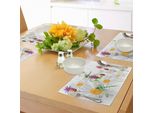 Tovagliette Abakuhaus Libelle, Campo Di Margherite Con Camomilla E Farfalle, Design Naturale, Tiscjdeco In Tessuto Resistente Al Lavaggio Per Sala Da Pranzo E Cucina, Verde Felce Bianco