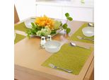 Abakuhaus Tovagliette Nere E Gialle, Simpatici Volti Circolari, Espressione Felice, Tiscjdeco In Tessuto Resistente Ai Colori Per La Sala Da Pranzo E La Cucina, Giallo E Nero