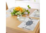 Tovagliette Abakuhaus Con Bussola, Tema Sea Colour, Rosa Dei Venti Discovery Marine Design, Decorazione Da Tavola In Tessuto Resistente Ai Colori Per La Sala Da Pranzo E La Cucina, Azzurro, Nero, Blu