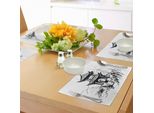 Abakuhaus Tovagliette Antiche Cinesi, Disegno A Mano In Bianco E Nero Raffigurante Un Padiglione Cinese Con Paesaggio, Tovaglietta Decorativa In Tessuto Resistente Ai Colori Per La Sala Da Pranzo E La Cucina, Bianco E Nero.