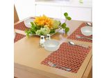 Abakuhaus Tovagliette Geometriche, Triangoli E Rombi Con Colori Caldi Ispirazioni Retrò Illustrazione Astratta, Tiscjdeco In Tessuto Resistente Al Colore Per La Sala Da Pranzo E La Cucina, Multicolore