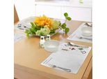 Abakuhaus Tovagliette Natalizie, Renne Stilizzate, Babbo Natale, Pinguini E Albero Di Natale Su Un Grazioso Motivo A Righe, Decorazioni Da Tavola In Tessuto Resistente Al Lavaggio Per La Sala Da Pranzo E La Cucina, Multicolore
