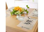 Abakuhaus Tovagliette, Grunge, Lettere Vintage Con Cuori E Frecce, Design Boho Tribale Hipster, Tiscjdeco In Tessuto Resistente Ai Colori Per La Sala Da Pranzo E La Cucina, Arancione Beige Grigio