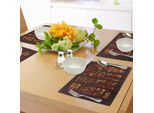 Abakuhaus Tovagliette Color Terra, Grafica Stilizzata Con Numeri Africani In Quattro Bordi Verticali Con Accenti Etnici, Tiscjdeco In Tessuto Resistente Al Colore Per La Sala Da Pranzo E La Cucina, Multicolore