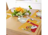 Tovagliette Indie Abakuhaus, Babbo Natale Ciclista Che Fuma La Pipa Con Cartello "Party"" - Caricatura Natalizia, Decorazione Da Tavola In Tessuto Resistente Ai Colori Per La Sala Da Pranzo E La Cucina, Calendula Verde Lime"