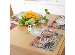 Abakuhaus Tovagliette Color Terra, Fiori Di Papavero In Fiore E Boccioli Ricchi Di Colori In Stile Botanico, Tiscjdeco In Tessuto Resistente Al Lavaggio Per La Sala Da Pranzo E La Cucina, Multicolore