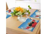 Tovagliette Abakuhaus Con Granchi, Simpatici Crostacei Con Occhiali Da Sole Neri E Cappello Vacanze Estive Su Un'isola Tropicale, Tiscjdeco In Tessuto Resistente Ai Colori Per La Sala Da Pranzo E La Cucina, Multicolore
