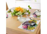 Abakuhaus Tovagliette Popstar Party, Composizione Floreale Astratta Con Cerchi Dai Colori Vivaci E Chitarra Elettrica, Tovaglietta Decorativa In Tessuto Resistente Ai Colori Per La Sala Da Pranzo E La Cucina, Multicolore