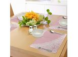 Abakuhaus Tovagliette Rosa E Bianche, Bordo In Pizzo Vecchio Stile Su Sfondo Rosa, Tema Matrimonio, Stampa Femminile, Decorazioni Da Tavola In Tessuto Resistente Al Lavaggio Per Sala Da Pranzo E Cucina, Rosa Chiaro E Bianco