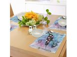 Tovagliette Abakuhaus Narwal, Con Motivo Floreale Narwal Balena E Pesce Psichedelico Con Ispirazioni Artistiche Astratte, Tiscjdeco In Tessuto Resistente Al Colore Per La Sala Da Pranzo E La Cucina, Multicolore
