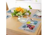 Abakuhaus Tovagliette Urbane, Illustrazione Urbana Con Design A Fumetti Camion E Furgoni Architettura Tempi Moderni, Tiscjdeco In Tessuto Resistente Al Colore Per La Sala Da Pranzo E La Cucina, Multicolore
