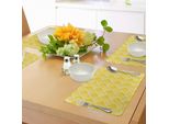 Tovagliette Abakuhaus Gialle, Antico Motivo Marocchino A Griglia In Giallo, Motivo Vintage Orientale, Tiscjdeco In Tessuto Resistente Al Lavaggio Per La Sala Da Pranzo E La Cucina, Giallo Senape E Bianco.