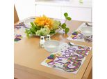 Tovagliette Abakuhaus Mardi Gras, Allegra Composizione Con Scritte Stilizzate, Stelle, Coriandoli E Cappellini Da Festa, Decorazioni Da Tavola In Tessuto Resistente Al Lavaggio Per La Sala Da Pranzo E La Cucina, Giallo, Verde, Viola