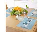 Abakuhaus Tovagliette Urbane, Motivo Invernale Con Neve, Case E Ponti, Tiscjdeco In Tessuto Resistente Al Lavaggio Per Sala Da Pranzo E Cucina, Azzurro Grigio Bianco