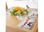 Abakuhaus Tovagliette, Coppie Di Uccelli Regina E Re Che Si Baciano, Forme Di Cuori Pendenti E Motivi Astratti A Goccia, Tiscjdeco In Tessuto Resistente Al Colore Per La Sala Da Pranzo E La Cucina, Multicolore