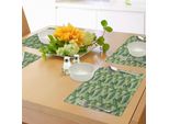 Tovagliette Abakuhaus In Foglia Di Palma, Motivo Giungla-Foresta Pluviale Disegnato A Mano, Fogliame Verde Rigoglioso, Tiscjdeco In Tessuto Resistente Al Lavaggio Per La Sala Da Pranzo E La Cucina, Verde Pistacchio, Verde Mela, Verde.
