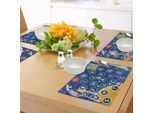 Abakuhaus "Tovagliette Per Attività Infantili, Lettere Dell'alfabeto Disposte Casualmente Nello Spazio Con Pianeti E Stelle, Tiscjdeco In Tessuto Resistente Al Lavaggio Per La Sala Da Pranzo E La Cucina, Multicolore"