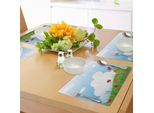 Tovagliette Abakuhaus Con Motivo Papaveri, Idilliaco Campo Estivo Ricoperto Di Erba In Piena Fioritura, Cielo Blu Con Nuvole Sopra La Natura Selvaggia, Tiscjdeco In Tessuto Resistente Al Lavaggio Per La Sala Da Pranzo E La Cucina, Multicolore