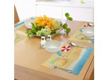 Tovagliette Da Spiaggia Abakuhaus, Onde Con Ombrelloni, Asciugamani E Tavole Da Surf A Tema Stagione Estiva, Tiscjdeco In Tessuto Resistente Al Lavaggio Per Sala Da Pranzo E Cucina, Multicolore