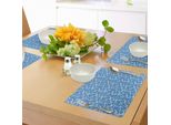 Abakuhaus Tovagliette Con Ancora, Ancora Disegnata A Mano Su Sfondo Blu Astratto Con Elementi Floreali, Tiscjdeco In Tessuto Resistente Al Lavaggio Per La Sala Da Pranzo E La Cucina, Bianco E Blu