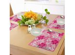 Tovagliette Abakuhaus Luau, Motivo Astratto Con Ibisco, Fantastica Composizione Fantasiosa Con Farfalle, Tovaglietta Decorativa In Tessuto Resistente Al Lavaggio Per La Sala Da Pranzo E La Cucina, Color Pesca Chiaro, Bianco, Rosa