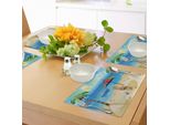 Tovagliette Da Spiaggia Abakuhaus, Motivo Costiero Colorato In Stile Caricaturale Con Barche, Arcobaleno, Ombrelli, Skyline Aperto E Palme, Tiscjdeco In Tessuto Resistente Al Lavaggio Per Sala Da Pranzo E Cucina, Multicolore