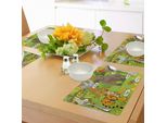Abakuhaus Tovagliette Didattiche, Animali Della Giungla, Colorate E Divertenti, Disegnate A Mano, Stile Zoo, Natura, Animali Selvatici Tropicali, Tiscjdeco In Tessuto Resistente Al Lavaggio Per La Sala Da Pranzo E La Cucina, Multicolore