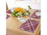Abakuhaus Tovagliette A Quadri, Motivo A Quadri Diagonali Con Strisce E Rombi Nei Toni Del Rosa, Tiscjdeco In Tessuto Resistente Al Lavaggio Per La Sala Da Pranzo E La Cucina, Rosa Secca Bianca E Rubino