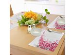 Tovagliette Abakuhaus Rosa E Bianche, Sfondo Bianco Con Vivaci Petali Di Rosa Dall'aspetto Realistico, Tessuto Lavabile E Resistente Al Lavaggio Per Sala Da Pranzo E Cucina, Magenta Bianco.