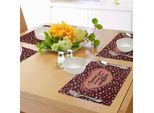 Abakuhaus Ti Amo Più Tovagliette, Buon San Valentino Celebrazione Caffè E Tema Dell'amore Con Cuori, Tiscjdeco In Tessuto Resistente Al Lavaggio Per La Sala Da Pranzo E La Cucina, Marrone Pesca Rosso Corallo