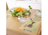 Tovagliette Abakuhaus Con Bassotti, Disegno Colorato Di Cucciolo Di Bassotto Con Cornice Floreale, Simpatico Animale Domestico, Decorazione Da Tavola In Tessuto Resistente Al Lavaggio Per Sala Da Pranzo E Cucina, Multicolore
