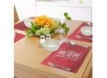 Abakuhaus Tovagliette "Vivi, Ridi, Ama"", Sfondo Astratto Triangolare Poligonale Con Una Citazione In Una Cornice Rettangolare, Tovaglietta Decorativa In Tessuto Resistente Al Lavaggio Per La Sala Da Pranzo E La Cucina, Bianco E Rosso."