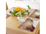 Tovagliette Abakuhaus In Cioccolato, Strisce Sinuose Con Tonalità Monocromatiche, Sintesi Di Ispirazione Artistica Moderna, Tiscjdeco In Tessuto Resistente Al Colore Per La Sala Da Pranzo E La Cucina, Marrone Chiaro Bianco