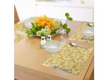 Abakuhaus Tovagliette Gialle E Bianche, Motivo A Farfalle Con Romantici Animali Primaverili, Tiscjdeco In Tessuto Resistente Al Lavaggio Per La Sala Da Pranzo E La Cucina, Marrone Giallo Arancione Giallo