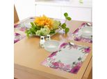 Abakuhaus Tovagliette Con Fiori Di Anemone, Rosa Rosa E Cornice Con Fiori Di Anemone, Vivace Design Nuziale, Decorazioni Da Tavola In Tessuto Resistente Al Lavaggio Per La Sala Da Pranzo E La Cucina, Color Albicocca, Verde E Rosa
