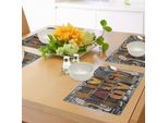 Abakuhaus Tovagliette "Vivi, Ridi, Ama"", Che Promuovono I Valori Sacri Della Vita Umana Con Motivi Colorati, Decorazioni Da Tavola In Tessuto Resistente Ai Colori Per La Sala Da Pranzo E La Cucina, Multicolore"