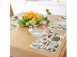Abakuhaus Tovagliette Avventura, Attrezzatura Da Campeggio Sacco A Pelo Stivali Falò Pala Ascia Stampa Artistica, Tiscjdeco In Tessuto Resistente Ai Colori Per La Sala Da Pranzo E La Cucina, Multicolore