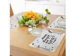 Abakuhaus Tovagliette Romantiche, Moon Magic E Ispirazioni Caotiche Moderne Pennello Calligrafia Con Stelle, Tiscjdeco In Tessuto Resistente Al Colore Per La Sala Da Pranzo E La Cucina, Bianco Nero