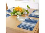 Tovagliette Adesive Abakuhaus, Stile Retrò Shades Of Stripes, Design Artistico Astratto Vintage, Tiscjdeco In Tessuto Resistente Al Lavaggio Per Sala Da Pranzo E Cucina, Blu Navy E Bianco.