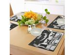 Tovagliette Abakuhaus Mond, Disegno Marrone E Bianco Aragosta Lupi Luna Crescente Stelle Tarocchi, Tiscjdeco In Tessuto Resistente Al Lavaggio Per Sala Da Pranzo E Cucina, Grigio Antracite Bianco