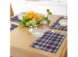 Abakuhaus Tovagliette A Quadri, Motivo Plaid Retrò, Disegno Geometrico Pixelato Effetto Mosaico, Tiscjdeco In Tessuto Resistente Al Lavaggio Per Sala Da Pranzo E Cucina, Corallo Scuro, Azzurro, Indaco