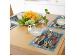 Tovagliette Indie Abakuhaus, Illustrazioni Divertenti E Simpatiche Di Mostri, Universo, Arcobaleno, Stelle, Nuvole, Simboli Del Denaro, Decorazioni Da Tavola In Tessuto Resistente Ai Colori Per La Sala Da Pranzo E La Cucina, Multicolore