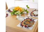 Abakuhaus Tovagliette Etniche, Scala Indigena Disegnata A Mano In Stile Vibrante - Culture Locali, Tiscjdeco In Tessuto Resistente Ai Colori Per La Sala Da Pranzo E La Cucina, Multicolore