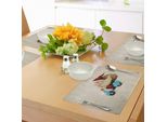 Tovagliette Natalizie Abakuhaus, Babbo Natale Che Consegna I Regali Sulla Sua Moto Swirled Lines Frame, Decorazioni Da Tavola In Tessuto Resistente Ai Colori Per La Sala Da Pranzo E La Cucina, Azzurro Rosso Marrone Chiaro