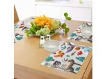 Tovagliette Per Bambini Abakuhaus, Simpatici Animali In Polipropilene: Gufi, Orsi, Coniglietti, Mele, Cervi. Design Per Camerette E Neonati, Decorazioni Da Tavola In Tessuto Resistente Ai Colori Per Sala Da Pranzo E Cucina, Multicolore.