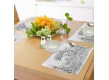Tovagliette Abakuhaus Con Delfini, Onde E Animali Che Saltano Fuori Dall'acqua In Bianco E Nero Con Motivo Zentangle, Tovagliette Decorative In Tessuto Resistente Ai Colori Per La Sala Da Pranzo E La Cucina, Bianco E Nero.