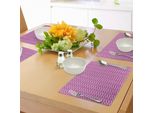 Abakuhaus Tovagliette Geometriche, Motivo Triangolare Disegnato A Mano Con Pennello, Strisce Astratte, Tiscjdeco In Tessuto Resistente Al Lavaggio Per La Sala Da Pranzo E La Cucina, Viola E Rosa
