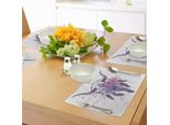 Tovagliette Abakuhaus, Illustrazione Di Teschio Di Toro Con Acchiappasogni E Spruzzi Acquerellati, Tiscjdeco In Tessuto Resistente Al Lavaggio Per Sala Da Pranzo E Cucina, Lavanda Nero Grigio